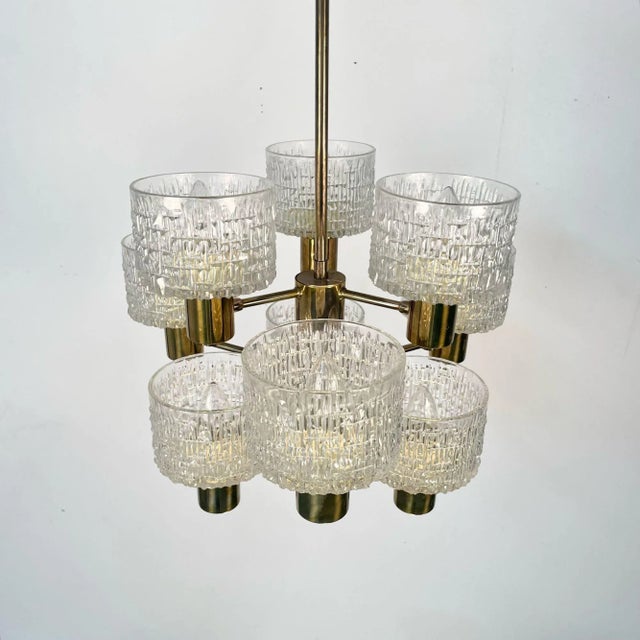 Metal Swedish Mid-Century Modern 9 Light Chandelier / Pendant by Hans-Agne Jakobsson For Sale - Image 7 of 10