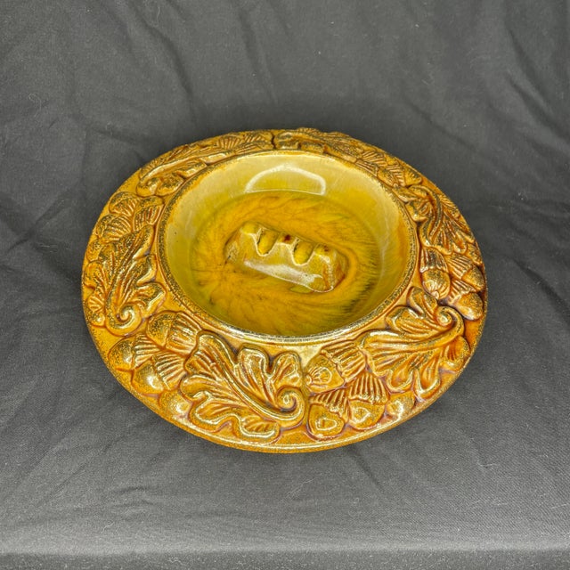 Ceramic Mid Century Gold Acorn California Original Ceramic Ashtray For Sale - Image 7 of 11