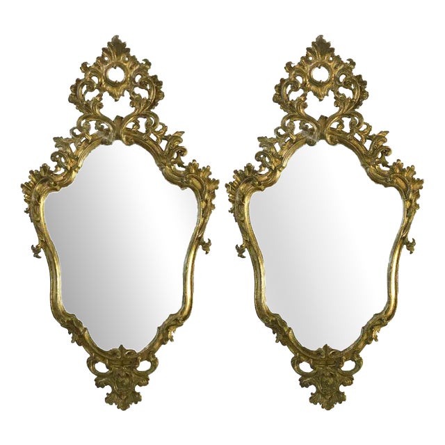 Gilded Carved Wooden Mecca Mirrors, Set of 2 For Sale