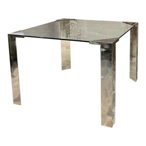 1970s Style Pace Collection Glass Table Satin Plated