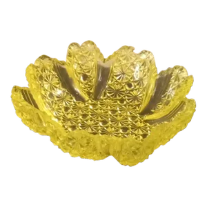 1960s Fenton Button & Daisy Uranium Glass Scalloped Bowl