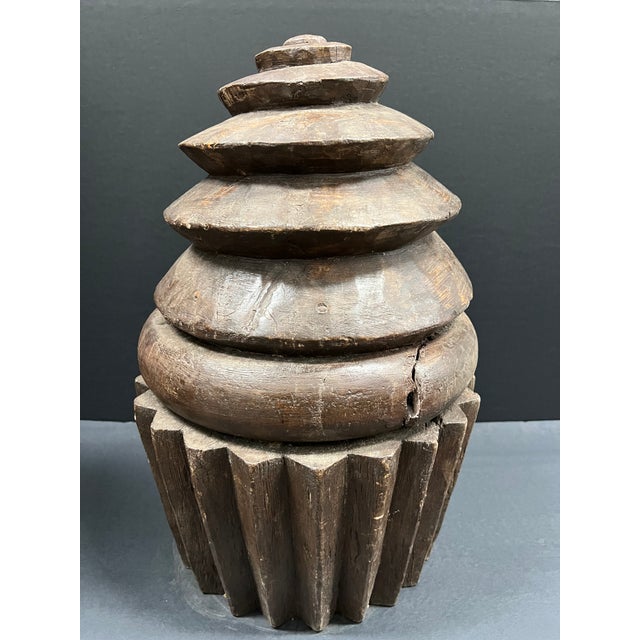 Brown Late 20th Century Carved Solid Wood Large Cup Cake Sculpture For Sale - Image 8 of 12