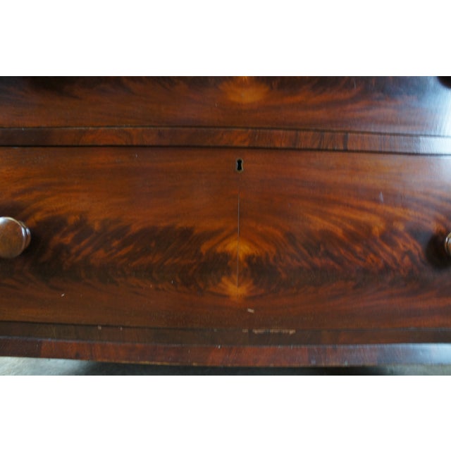 Antique American Empire Flame Mahogany Tallboy Dresser Chest of Drawers For Sale - Image 6 of 12