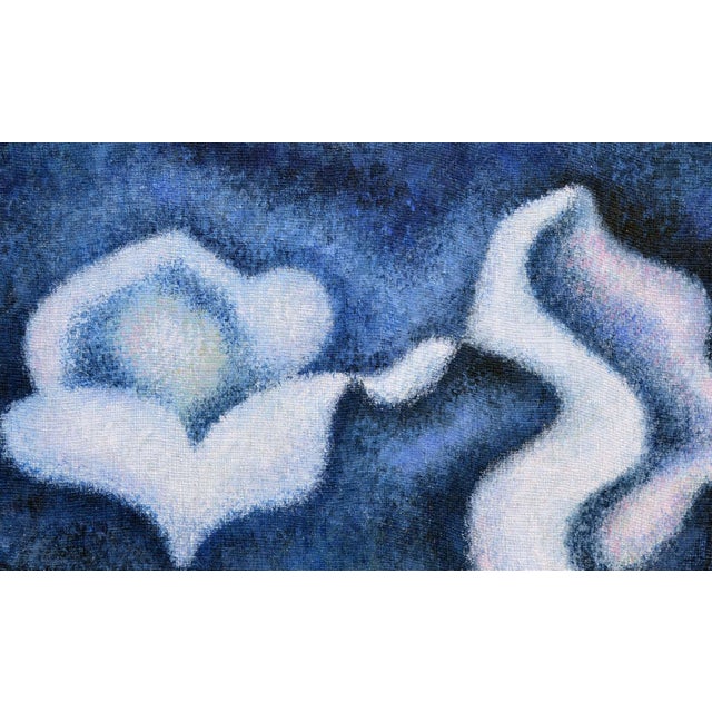 American Modern Abstract Blue Rose, Vintage Abstracted Minimalist Floral by Eleanor Perry For Sale - Image 3 of 4