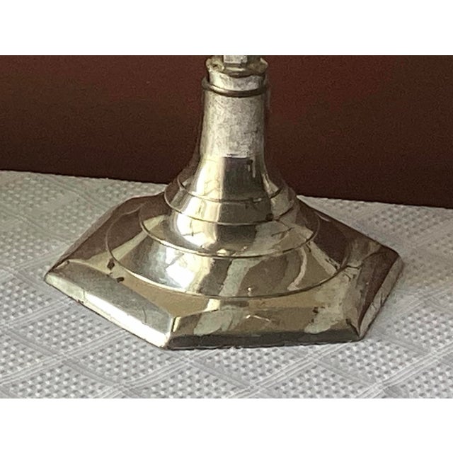 Silver Vintage Church Altar Holy Water Font & Candelabra, 33 3/4”t., Silver Plate, 11 Lb For Sale - Image 8 of 12
