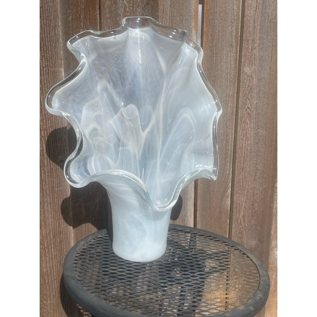 Murano Large Italian Murano Wave Vase For Sale - Image 4 of 5