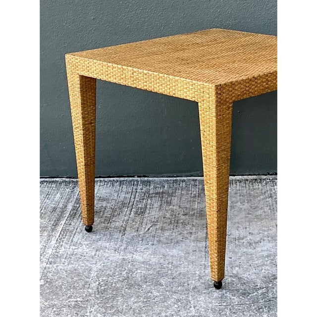 Baker Furniture Company Vintage Baker Milling Road Rattan Square Game Table For Sale - Image 4 of 12