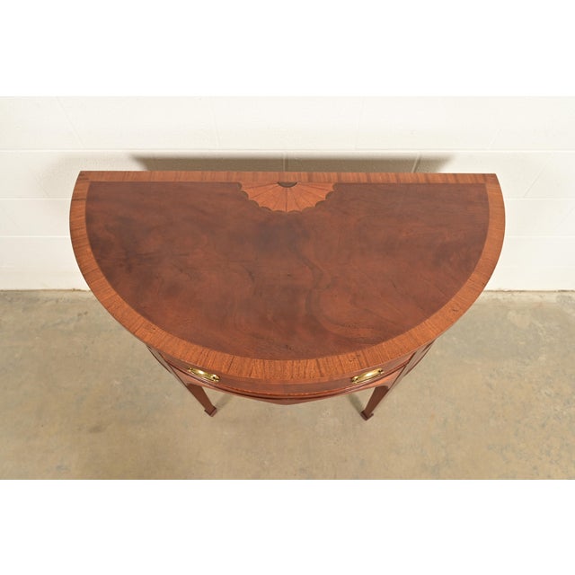 Baker Furniture Federal Inlaid Mahogany Demilune Sideboard Credenza For Sale - Image 12 of 15