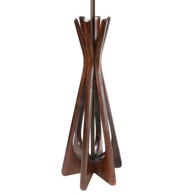 Mid 20th Century Pair of Sculptural Wood Mid Century Danish Modern Style Table Lamps Attributed to Modeline For Sale - Image 5 of 12