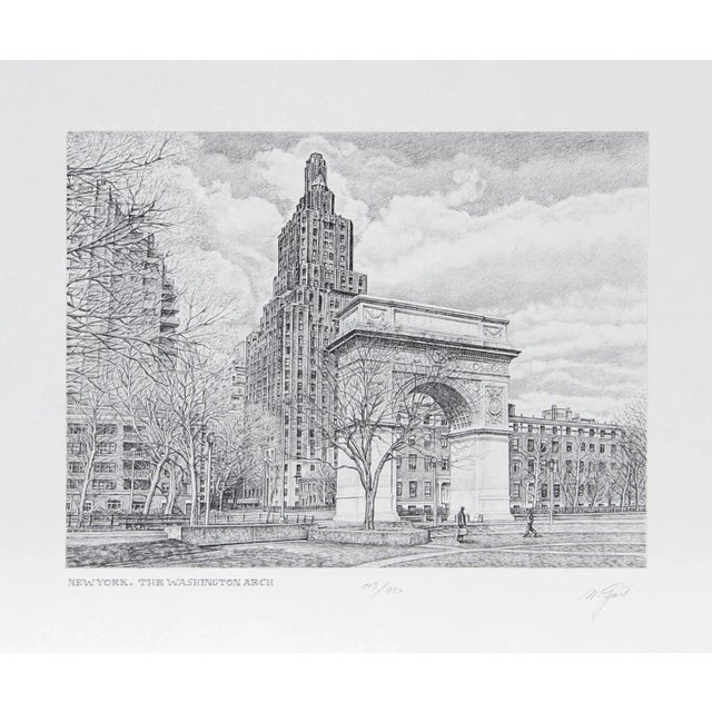 American New York: The Washington Arch, Signed Etching by Walter Tjart For Sale - Image 3 of 3