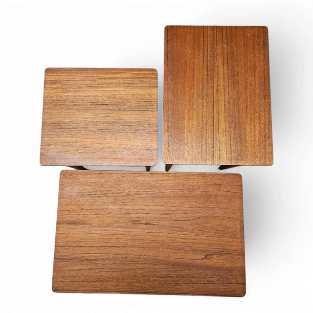 Mid-Century Modern Svend Madsen Danish Teak Nesting Tables - Set of 3 For Sale In Dallas - Image 6 of 12