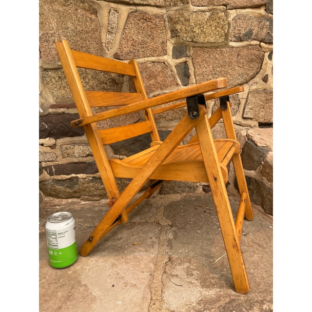 Mid-Century Modern Vintage Child’s Wooden Folding Deck Chair - Mid Century For Sale - Image 3 of 9