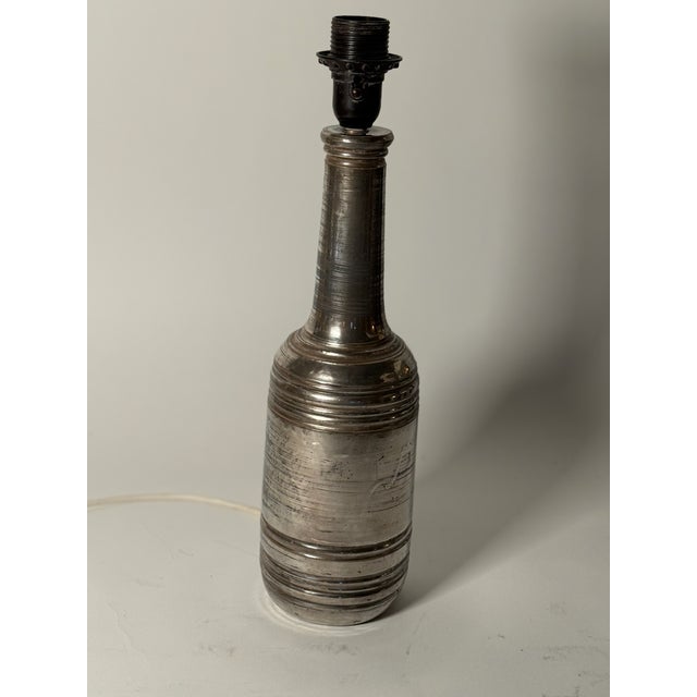 Large Stoneware Table Lamp in Silver Glaze by Bitossi for Bergboms, 1970s For Sale - Image 11 of 15