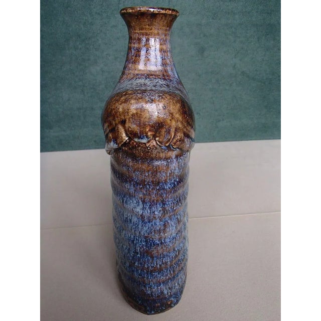 Blue and Brown Ceramic Vase, 1973 For Sale - Image 6 of 9