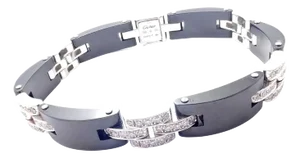 1990s Cartier Maillon Panthere Diamond Ceramic White Gold Link Bracelet