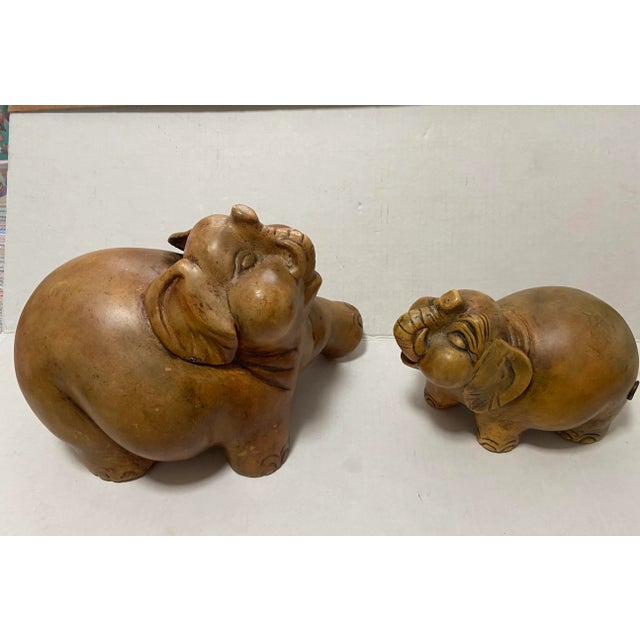 Mid-Century Sarreid Ceramic Elephant Sculpture a Pair For Sale - Image 9 of 12
