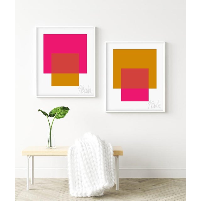 Mid-Century Modern The Interaction of Gold and Deep Pink Fine Art Print 25" X 30" by Liz Roache For Sale - Image 3 of 6