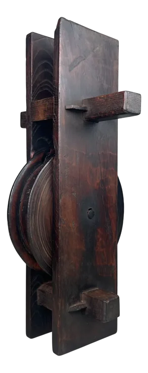 Antique Japanese Wooden Pulley Keyaki Wood, 1900
