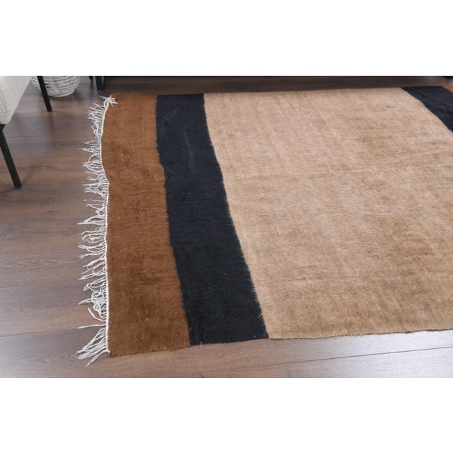 Vintage Turkish Hand-Knotted Wool Cotton Brown Kilim Area Rug For Sale - Image 9 of 11