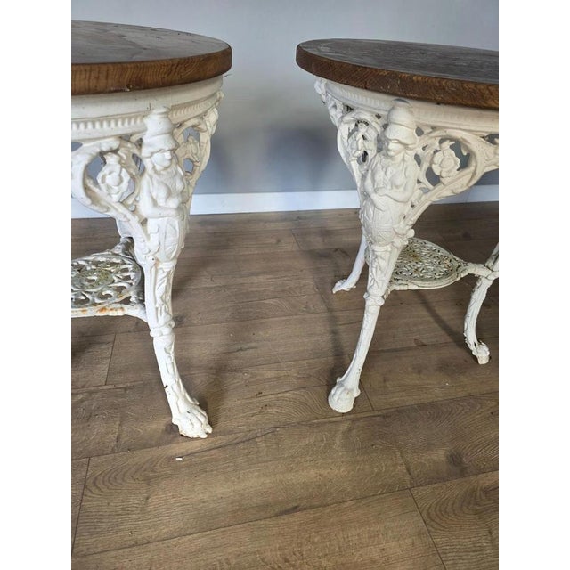 Victorian Britannia Pub Tables in Cast Iron with Oak Tops, Set of 2 For Sale - Image 9 of 11