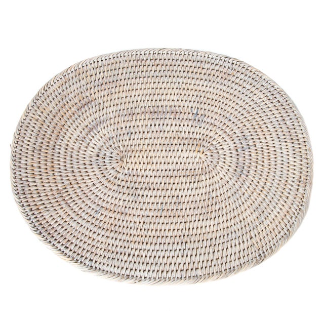 Boho Chic Artifacts Rattan Oval Placemat For Sale - Image 3 of 6