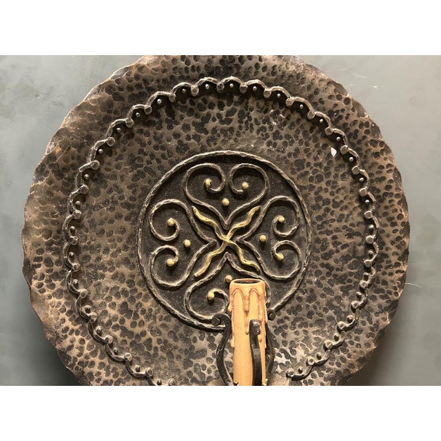 Brown Wrought Iron Wall Sconces, Italy, 1970s, Set of 2 For Sale - Image 8 of 12
