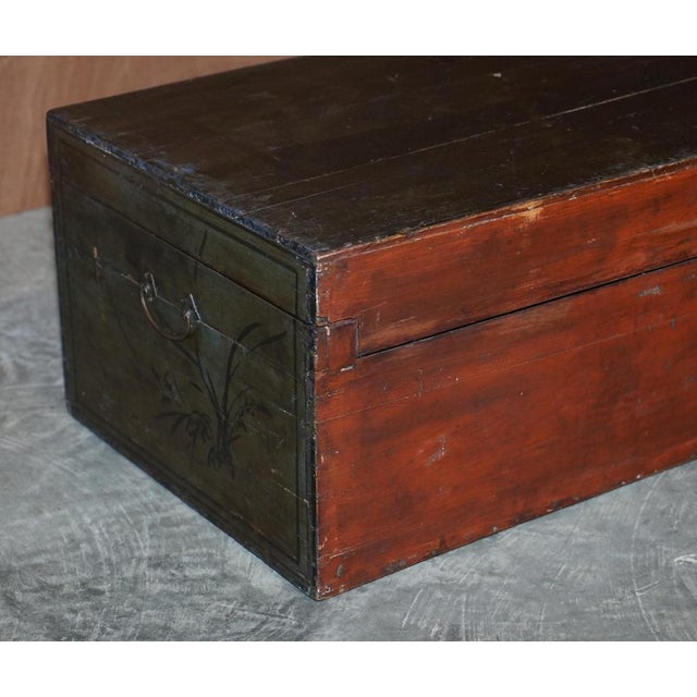 Vintage Hand-Painted Trunk or Chest with Immortals and Buildings Decor For Sale - Image 11 of 17