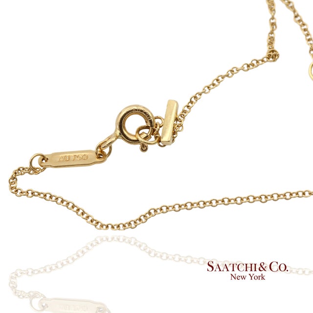 Gold Tiffany & Co. 18k (750) Solid Yellow Gold T Smile Pendant Necklace For Sale - Image 8 of 12