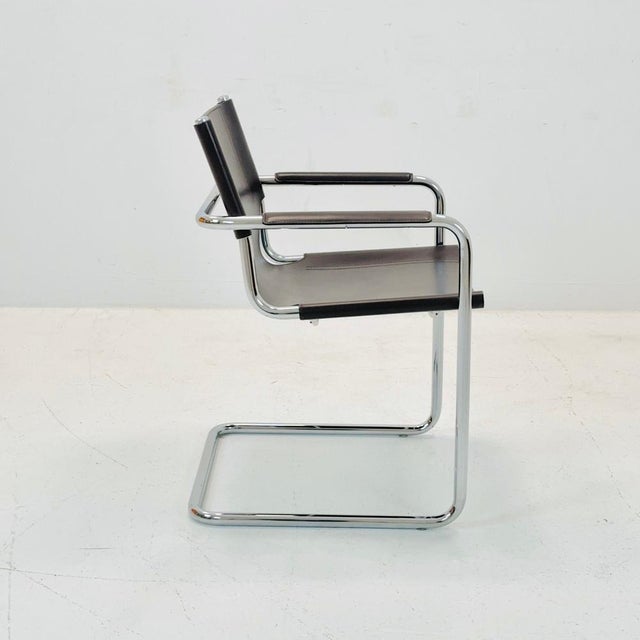 Metal Vintage Visitor Chair in Brown Leather by Marcel Breuer, 1970s For Sale - Image 7 of 10