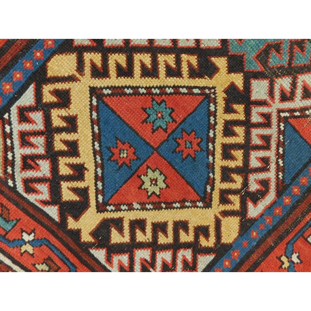Textile 1920s Antique Handcrafted Caucasian Rug. 3'7"x 7' For Sale - Image 7 of 13