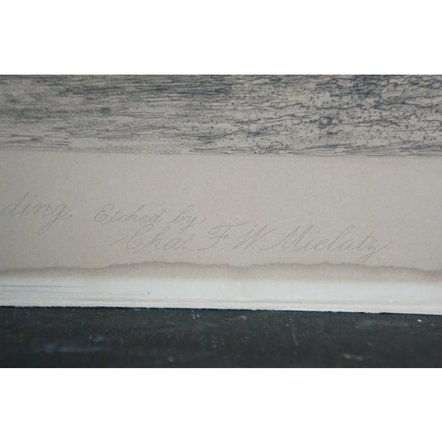 Late 19th Century Antique Charles Frederick Mielatz Nautical Oldport Sailboat Harbor Etching 25" For Sale - Image 9 of 11