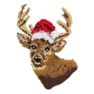 Holiday "What the Buck?!" Santa Deer Handmade Tea Towels, Set of Two, Original For Sale