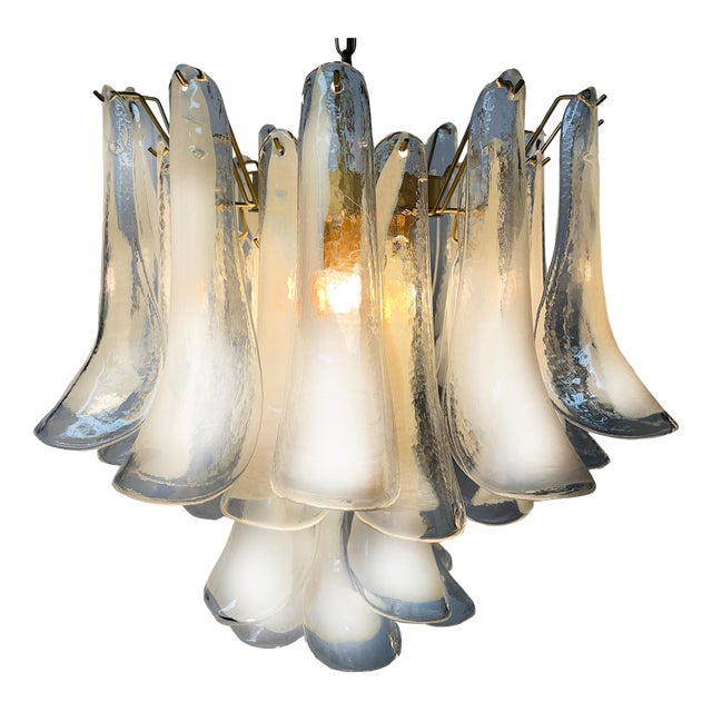 White Petal Chandelier in Murano Glass, 1990s For Sale