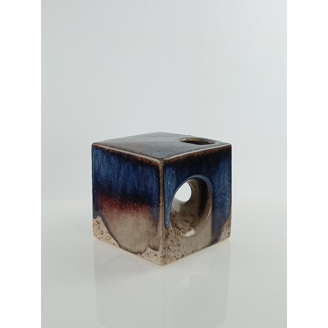 Cubic Vase in Glazed Ceramic, 1970s For Sale - Image 14 of 14