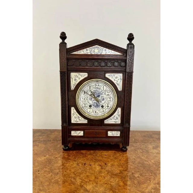Victorian Ebonies Aesthetic Movement Mantle Clock, 1880s For Sale - Image 6 of 8