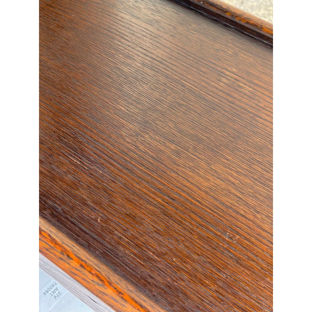 Antique English Country House Style Oak Flip Top Game Table Bar Cart Carved Frieze For Sale - Image 14 of 18