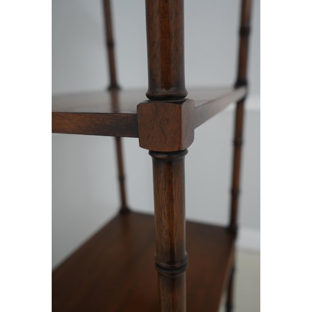 Regency Style 4 Tier Mahogany Bamboo Form Etagere For Sale - Image 9 of 12