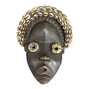 West African Dan Tribe Cowrie Shell Wood Mask