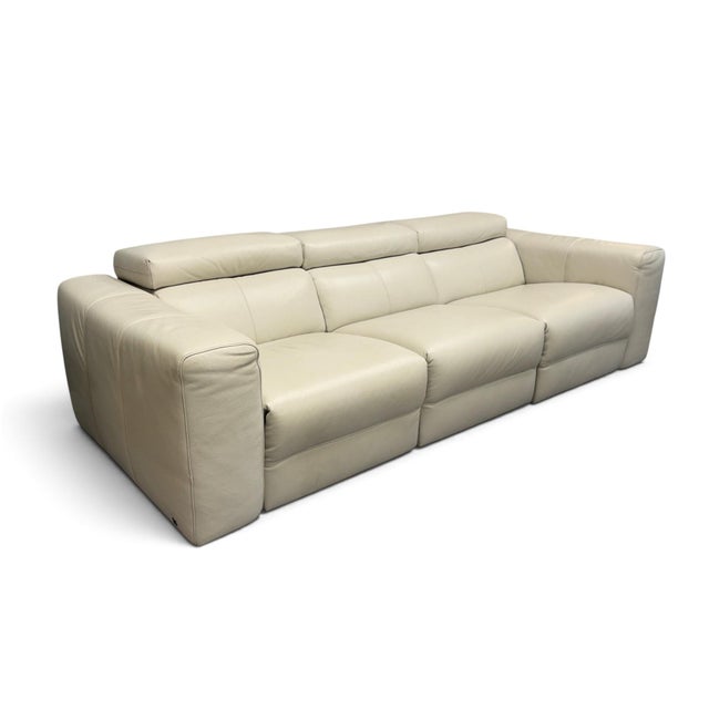Natuzzi Italia Balance 3-Seat Leather Reclining Sofa For Sale In Miami - Image 6 of 10