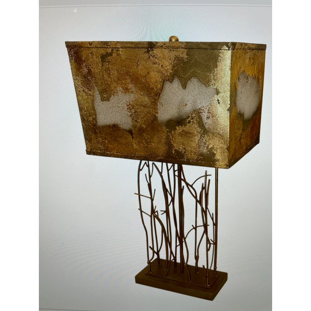 So Nice Design Fake bamboo Gilt metal Lamps with Gilt Linen Lampshade.