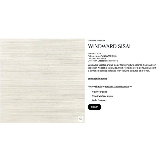 Contemporary Thibaut T3669 Windward Sisal Grasscloth Wallpaper in Off White - Set of 4 Double Rolls For Sale - Image 3 of 17