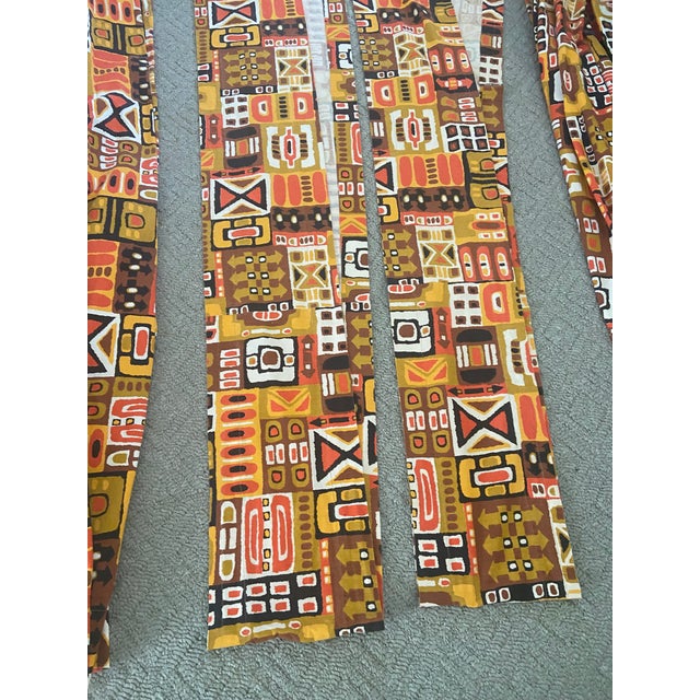 Mid-Century Modern Geometric Curtain Drape & Valance Set 4 For Sale In Cleveland - Image 6 of 11