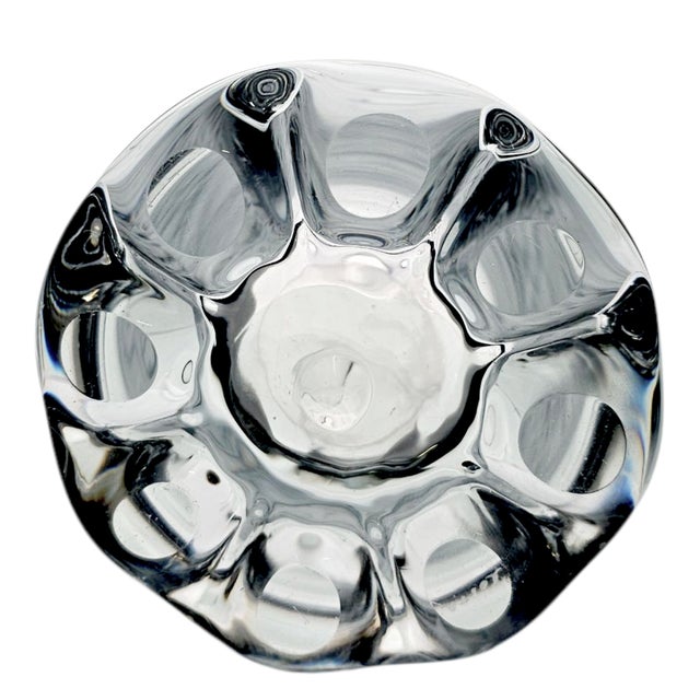 Glass Mid-Century Kosta Boda Swedish Crystal Decanter With Flame Stopper Scandinavian Modern For Sale - Image 7 of 7