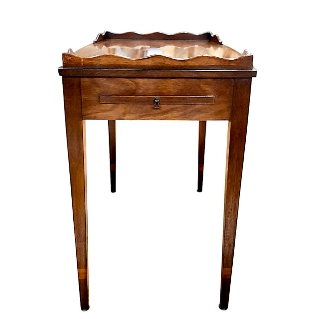 Wood Georgian-Style Kittinger Tea Table With Scalloped Gallery and Two Pullout Trays For Sale - Image 7 of 10