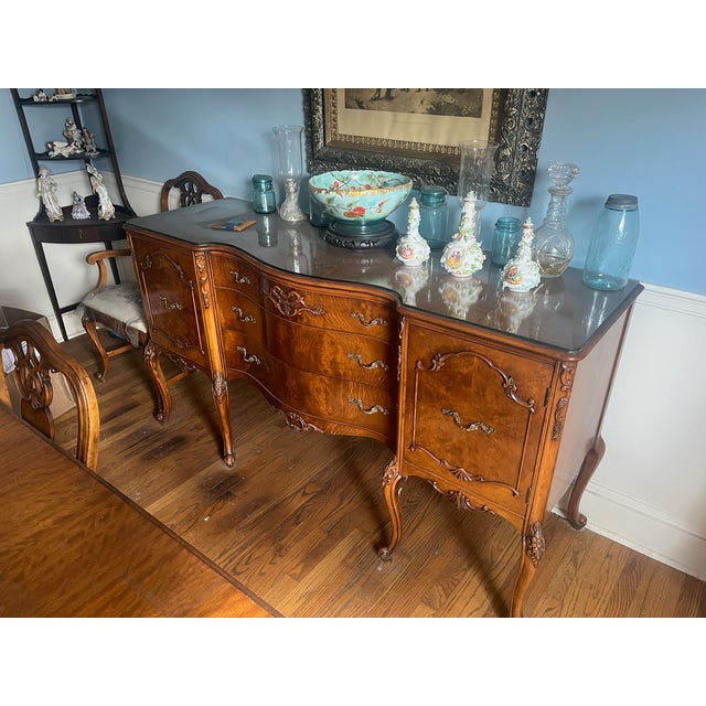 French Provincial Beautiful French Provincial Style Burl Wood Large and Medium Buffet Tables For Sale - Image 3 of 7