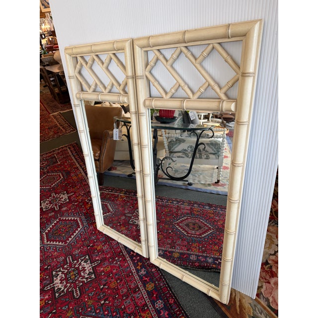 Chinoiserie Dixie Aloha Chinoiserie Ivory Wall Mirrors, Pair For Sale - Image 3 of 12