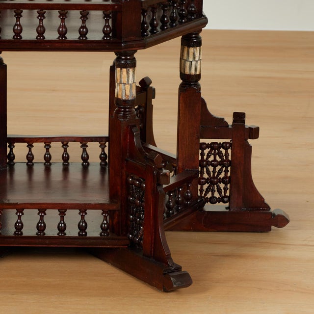 Antique Moroccan Inlaid Three Tiered Table For Sale - Image 11 of 11