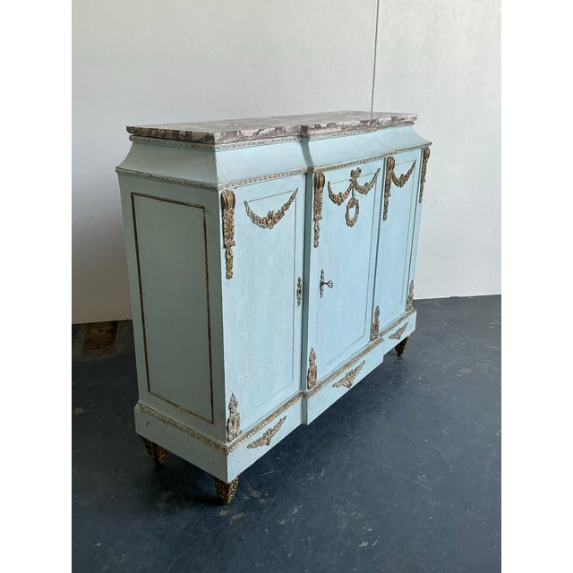 Vintage Neoclassical Gilt Tipped Cabinet With Scagliola Top For Sale - Image 11 of 11