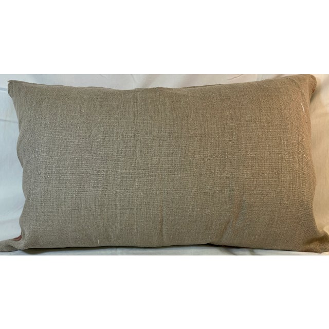 Large Bolster Pillow Decorated With a Delicate Water Color Look Floral Pattern of Rich Blues, Pinks and Yellows - Made in the U K For Sale - Image 11 of 12