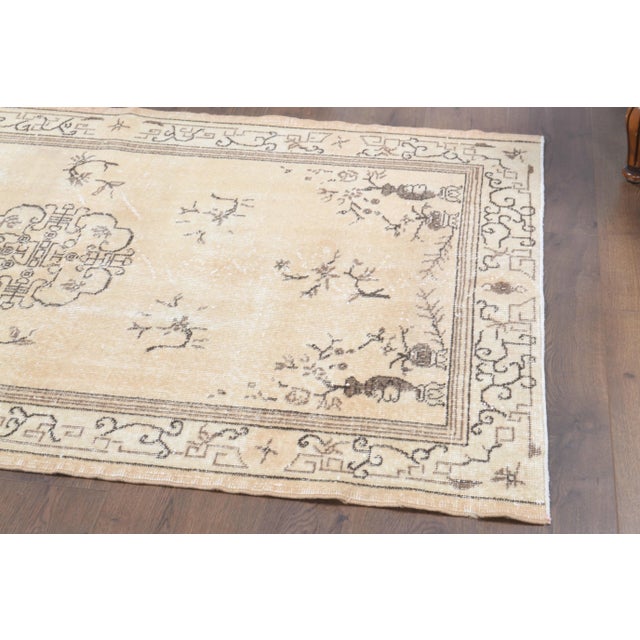 Beige 1970s Turkish Oushak Handmade Wool Cotton Beige Area Rug For Sale - Image 8 of 9